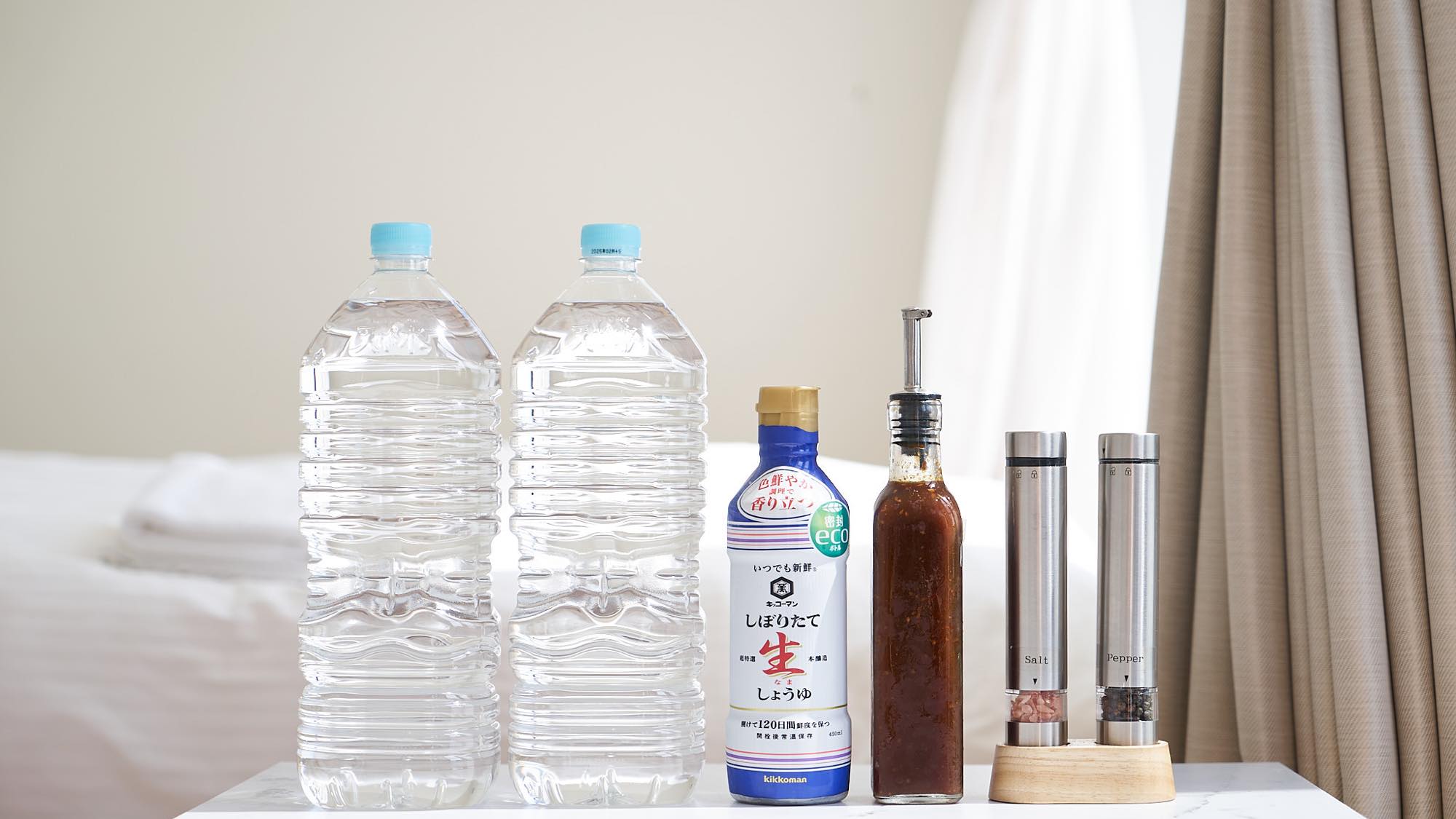 水・調味料も準備しています※お部屋には水道はありません