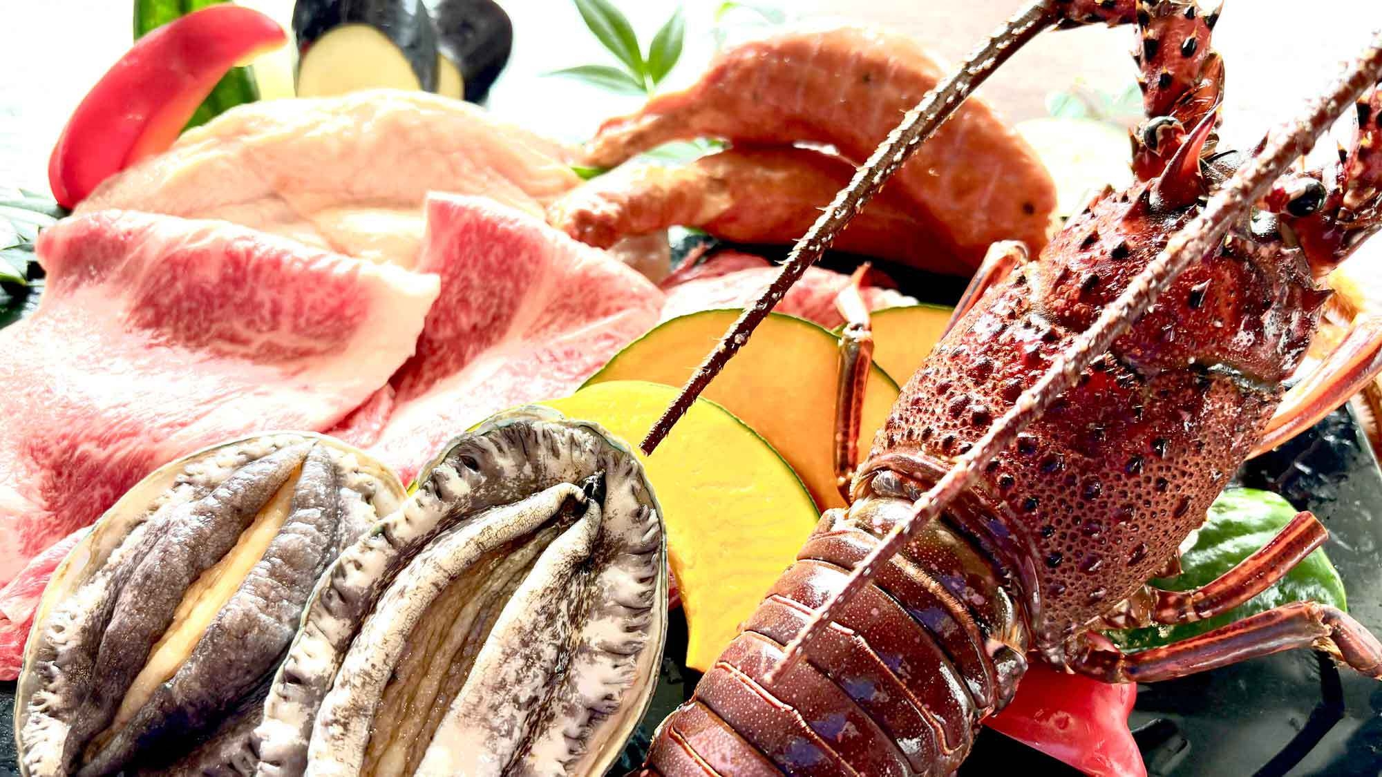 【BBQ『極』セット】伊勢海老1尾・伊萬里牛・アワビなど盛りだくさん！贅沢な旨さに舌鼓♪（2食付）