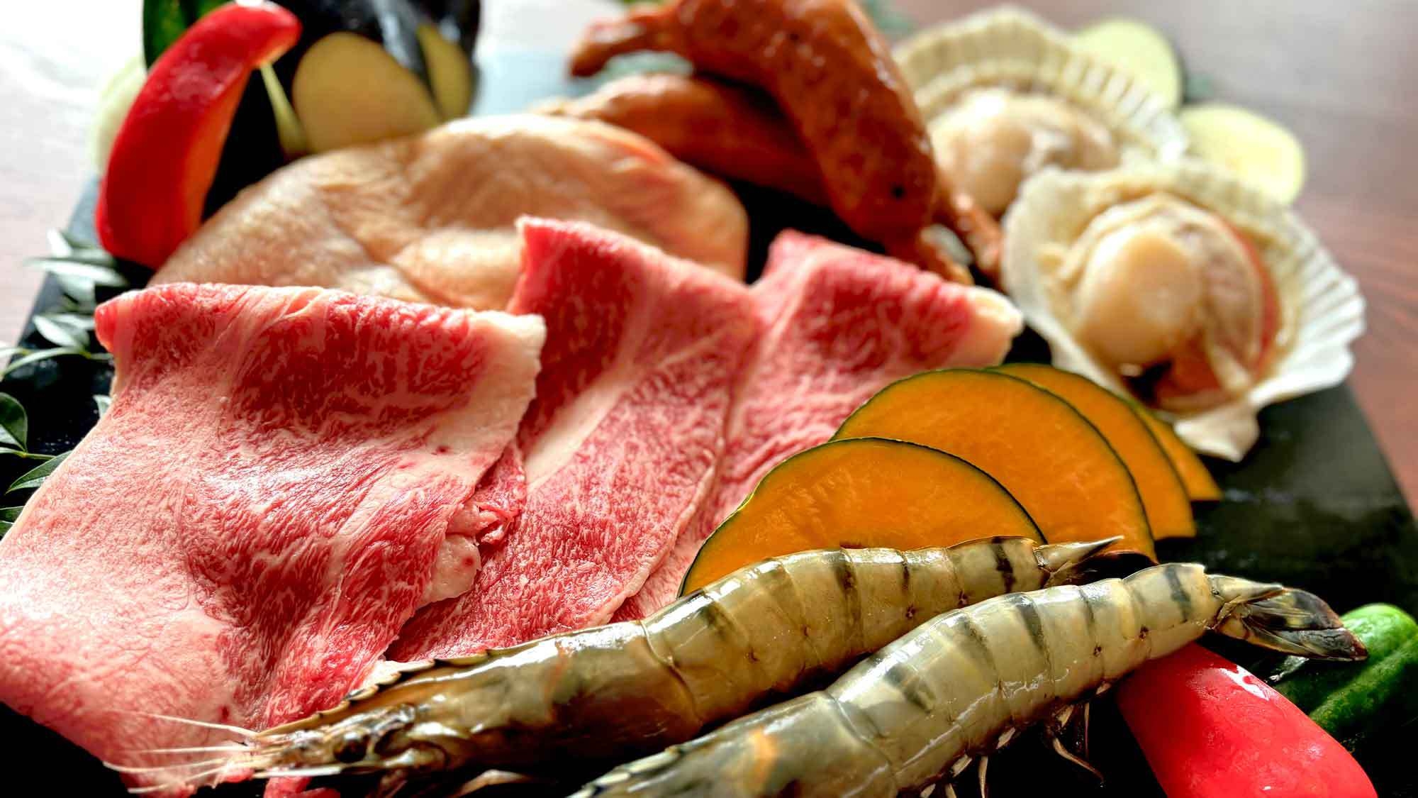 【BBQプラン】お肉や海鮮を楽しめる、BBQ食材セット♪カップル・女子旅・ファミリーに人気（2食付）