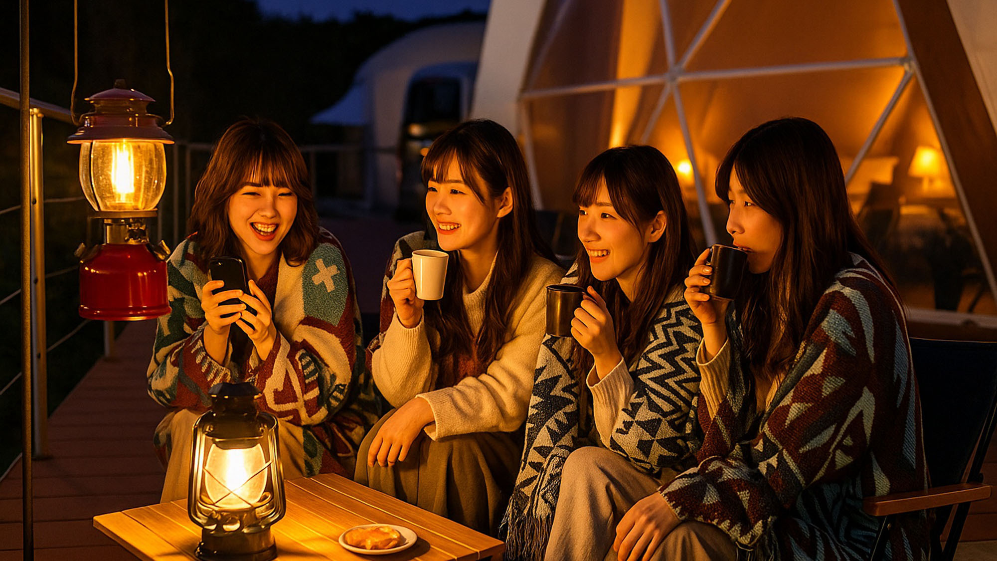 【朝食のみ】夕食はお好きな食材を持ち込み可能♪気軽にグランピング体験！源泉かけ流し貸切風呂も堪能