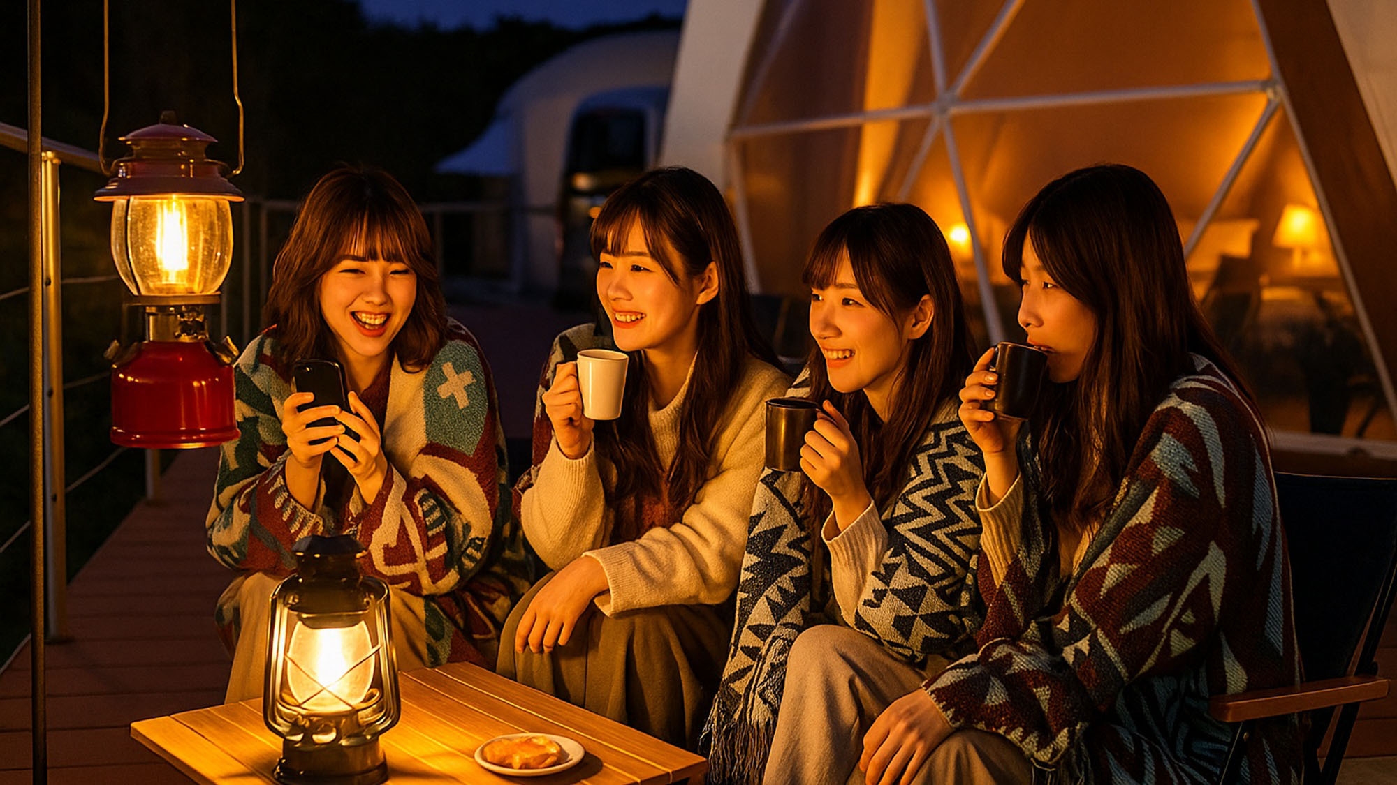 【朝食のみ】夕食はお好きな食材を持ち込み可能♪気軽にグランピング体験！源泉かけ流し貸切風呂も堪能