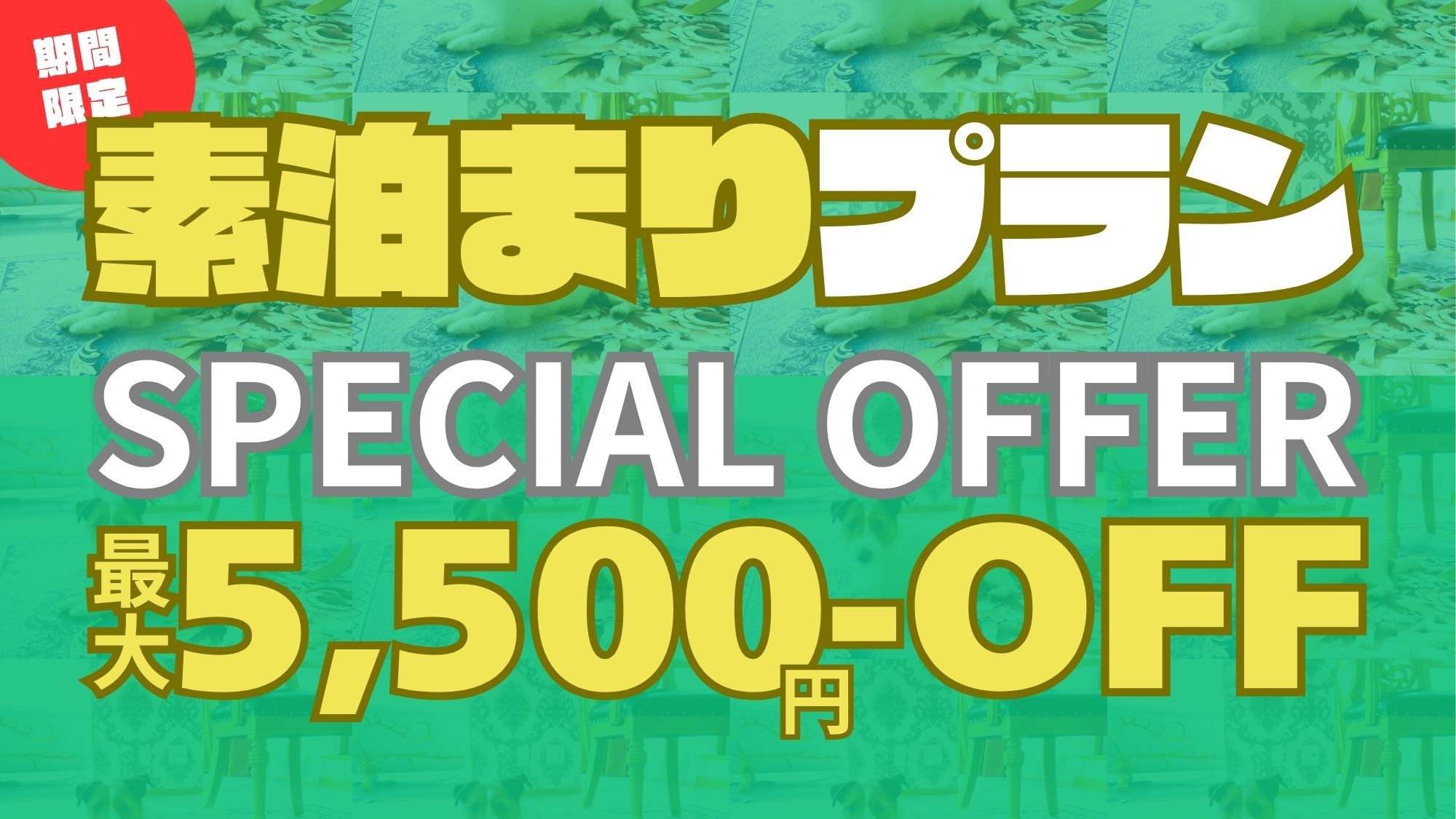【期間限定特別企画！最大5500円引】豪華4大特典感謝の気持ちを込めた特別プラン！＜素泊り＞