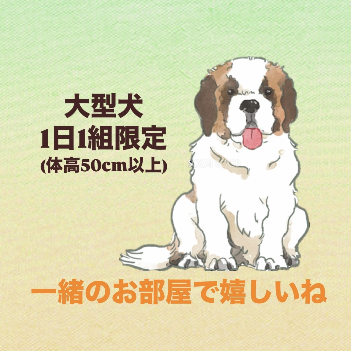ワンちゃん無料！同室ご宿泊プラン／小型犬〜大型犬／多頭OK