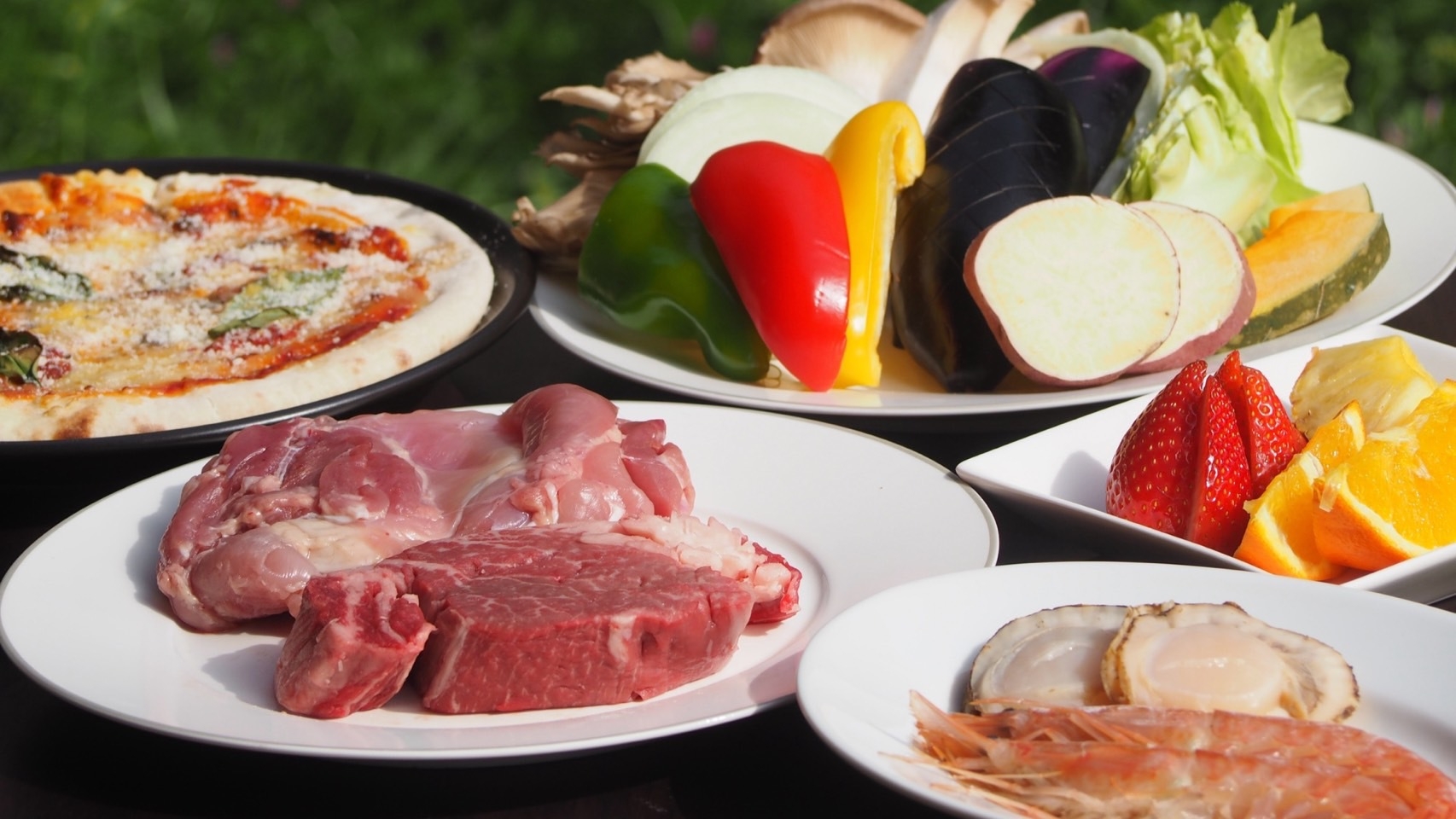 【１泊２食付き】豪華BBQプラン！３７０ｇのお肉や新鮮な海鮮と野菜＆ピザのBBQディナー