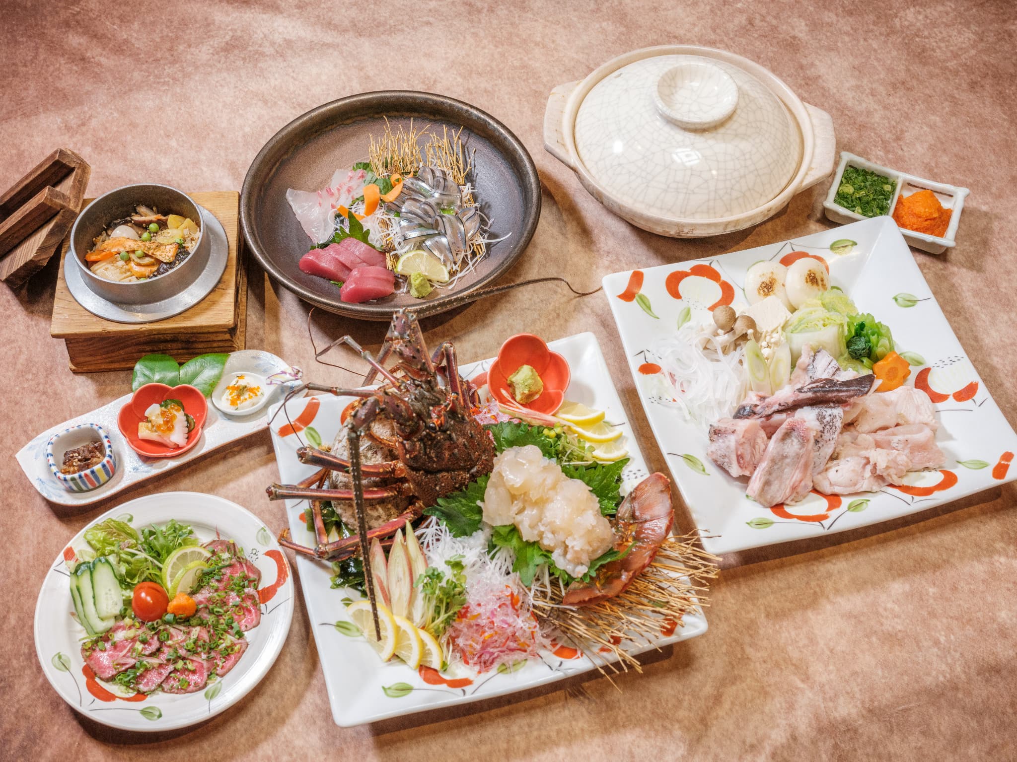 【ミシュラン部屋食】心誠贅沢コース《伊勢海老・幻の五島牛・五島灘天然クエ鍋》無料レンタカー要予約