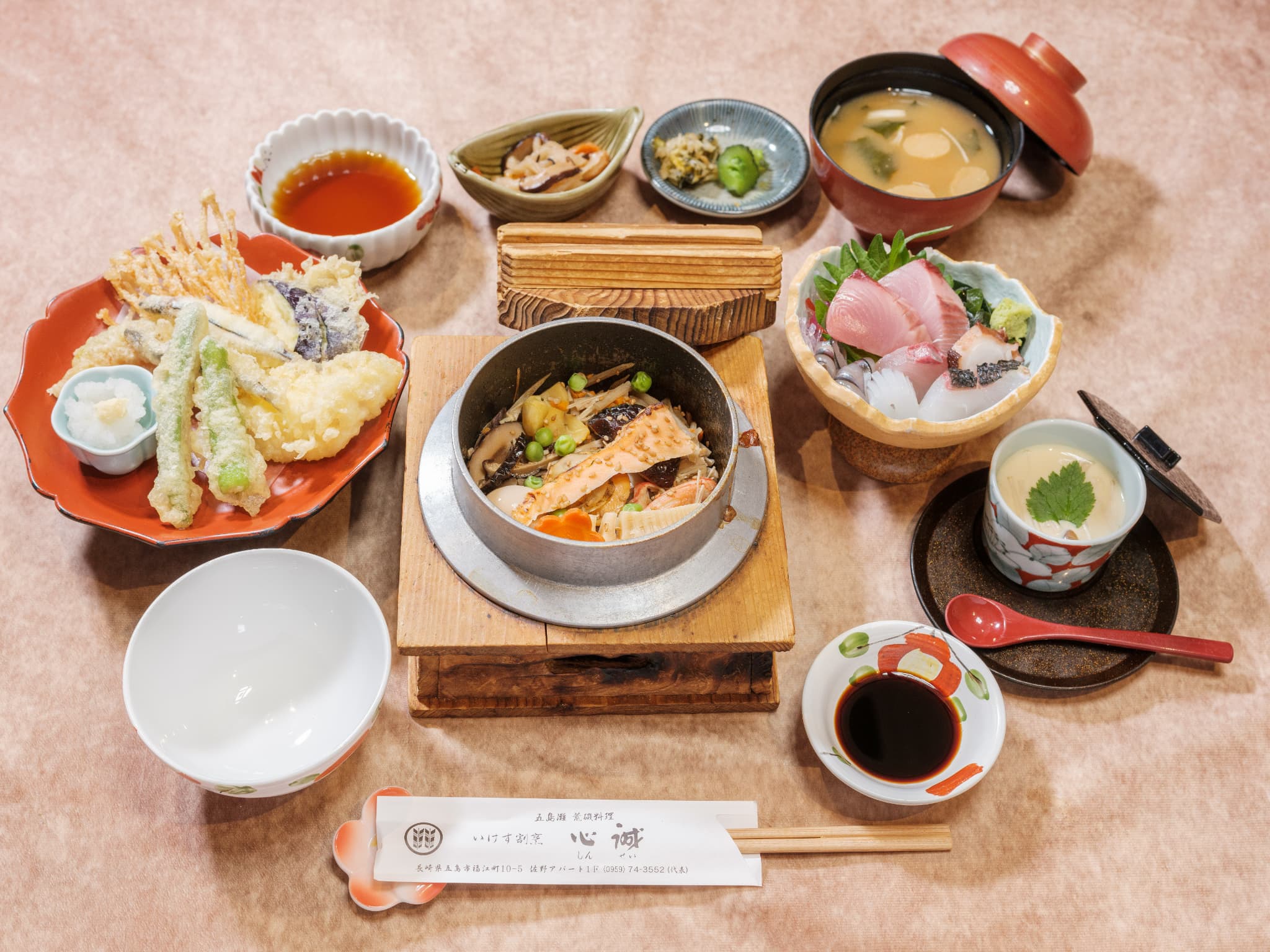 【ミシュラン部屋食】心誠釜飯御膳コース《割烹料理店が作る五島の幸「豪華釜飯」》無料レンタカー要予約