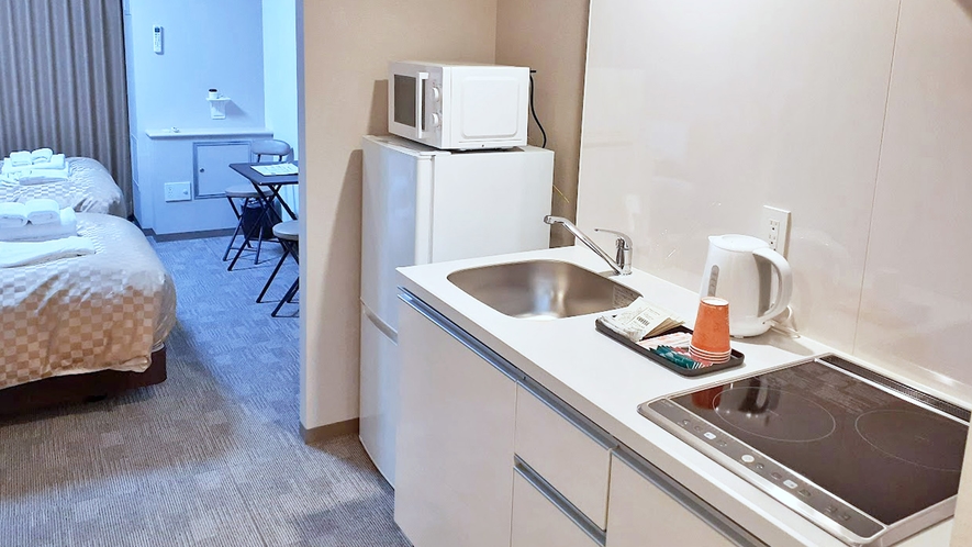 【コンフォートツイン】キッチン、洗濯機、IH調理器具を全室完備
