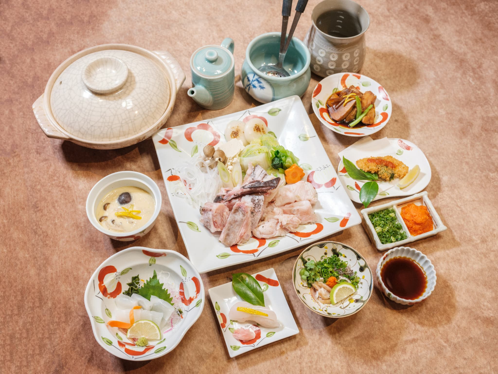【ミシュラン部屋食】心誠クエ鍋コース《五島灘産クエ料理のフルコースを堪能》無料レンタカー要予約
