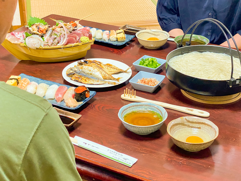 【五島の極上の鮮魚を味わう夕食】寿司＆旬の魚の舟盛り＆五島うどん＆干物etc大満足プラン