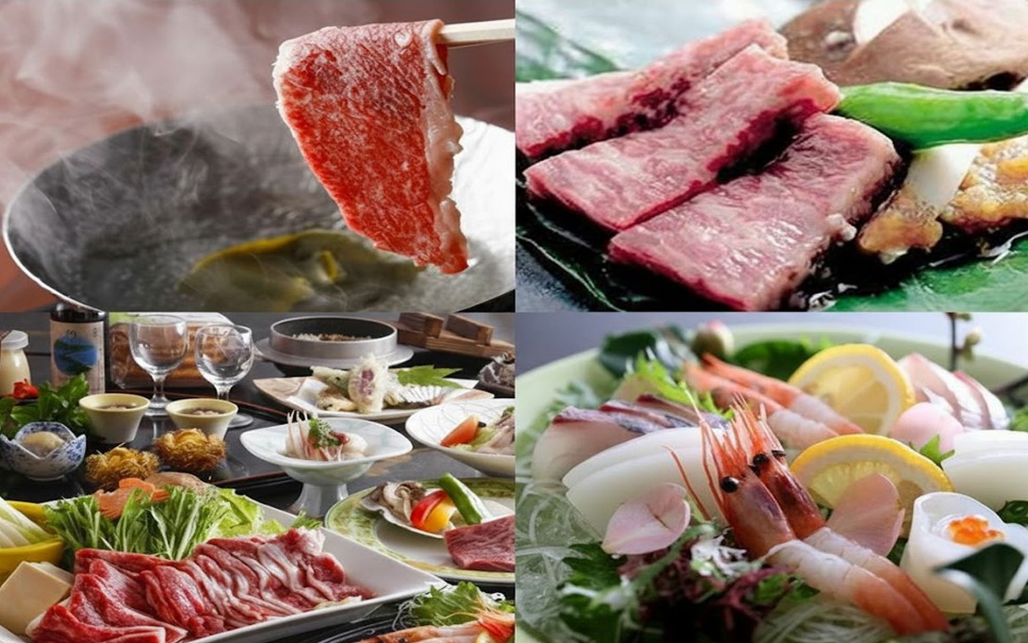 「但馬牛会席」但馬牛しゃぶ、陶板焼き、冷しゃぶサラダ、