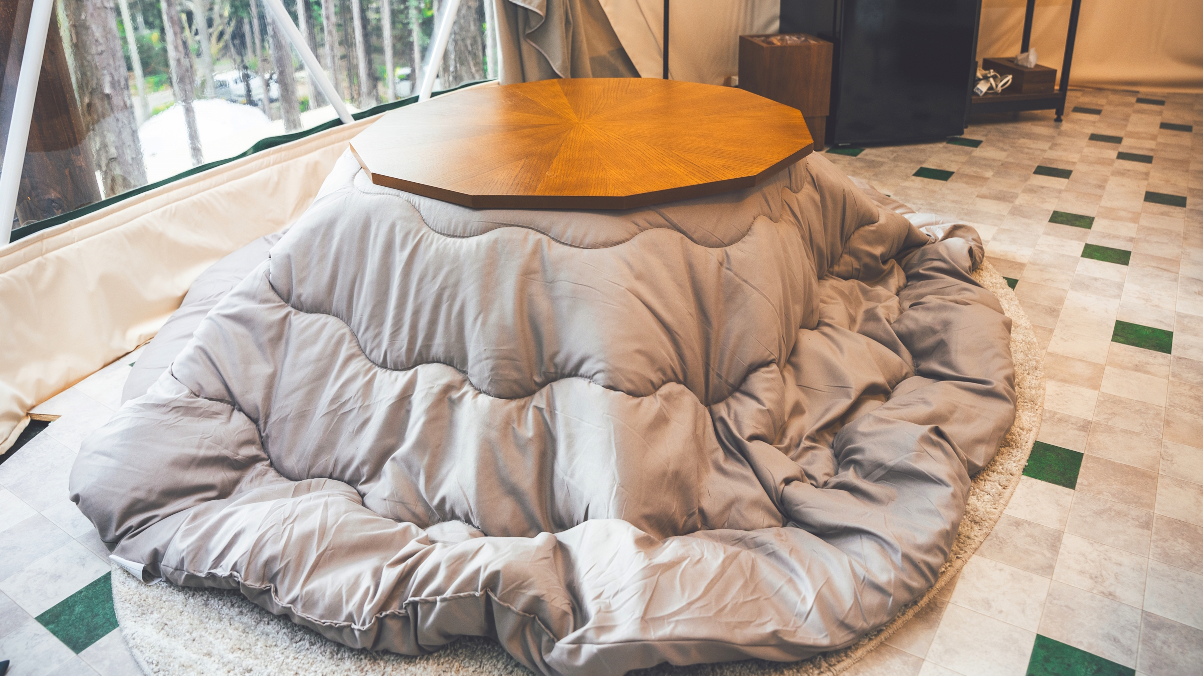 【プライベートサウナ付】ハイグレードテント　冬の内観