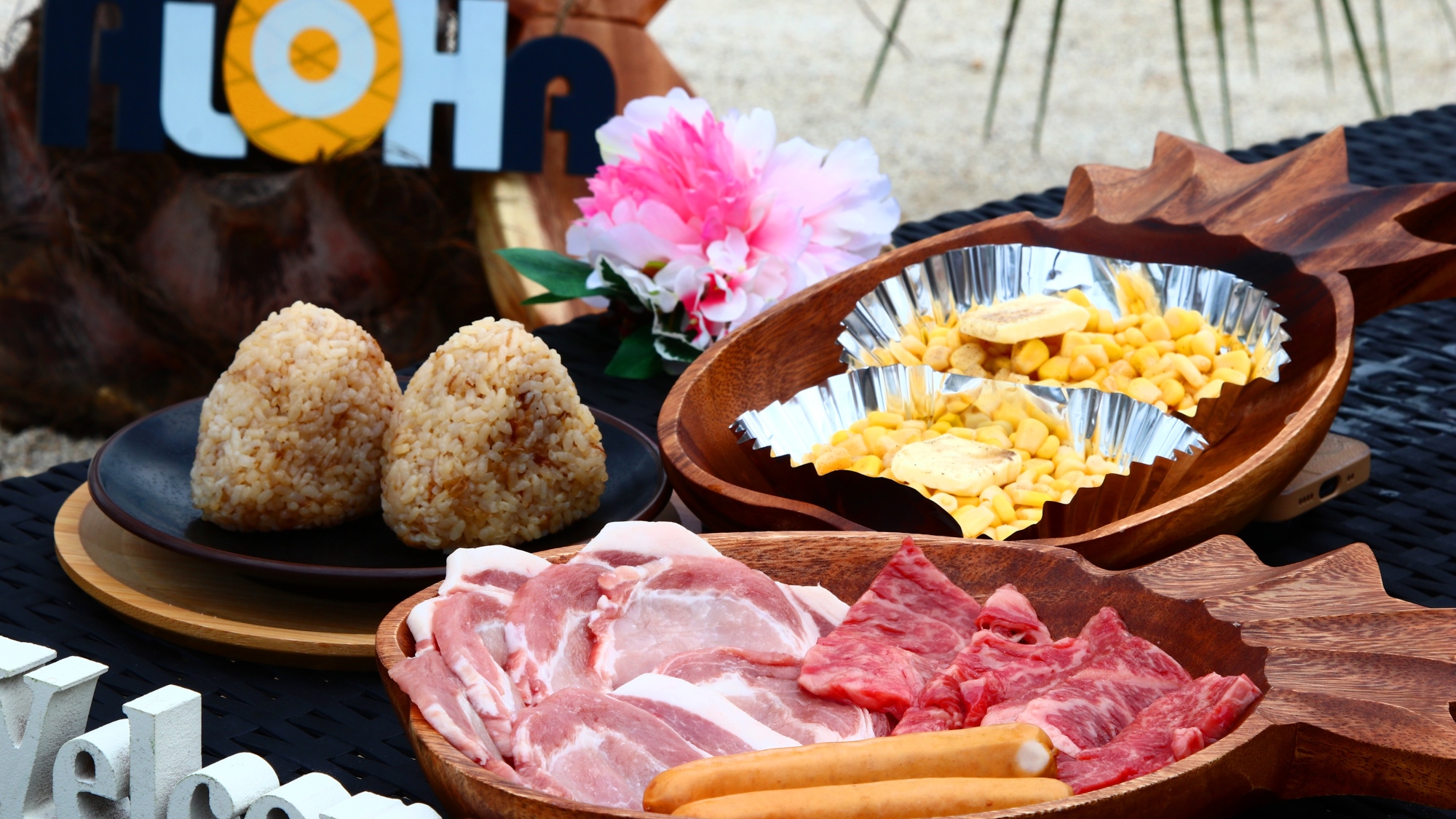 BBQキッズ B◆牛・豚・コーン・焼きおにぎり・ウィンナーが付きます