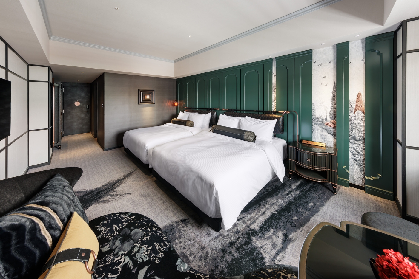 デラックスルーム、クイーンサイズベッド2台