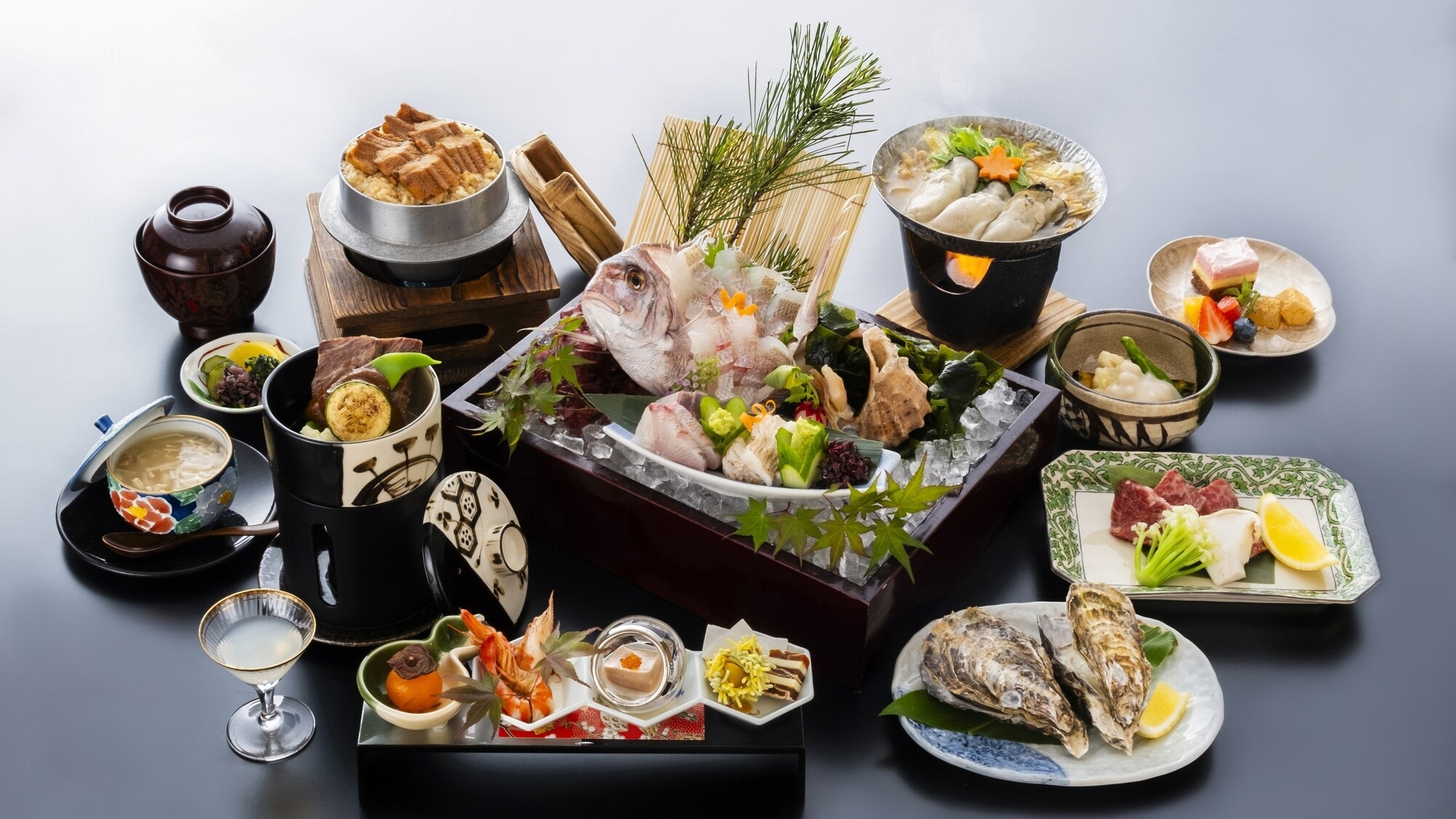 ★【夕食に逸品追加】≪厳選A4ランク広島牛陶板焼き付き≫至福の瀬戸内海懐石プラン（夕朝食付）
