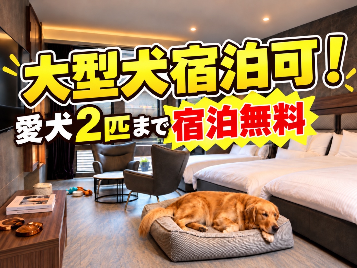 【伊勢おかげわんこフェスティバル限定】大型犬OK ｜2匹まで同伴無料｜1室６名様まで