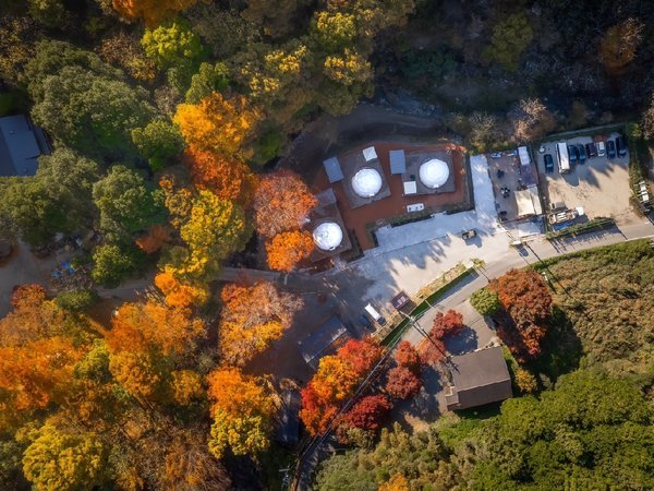 紅葉時期のドローン上空