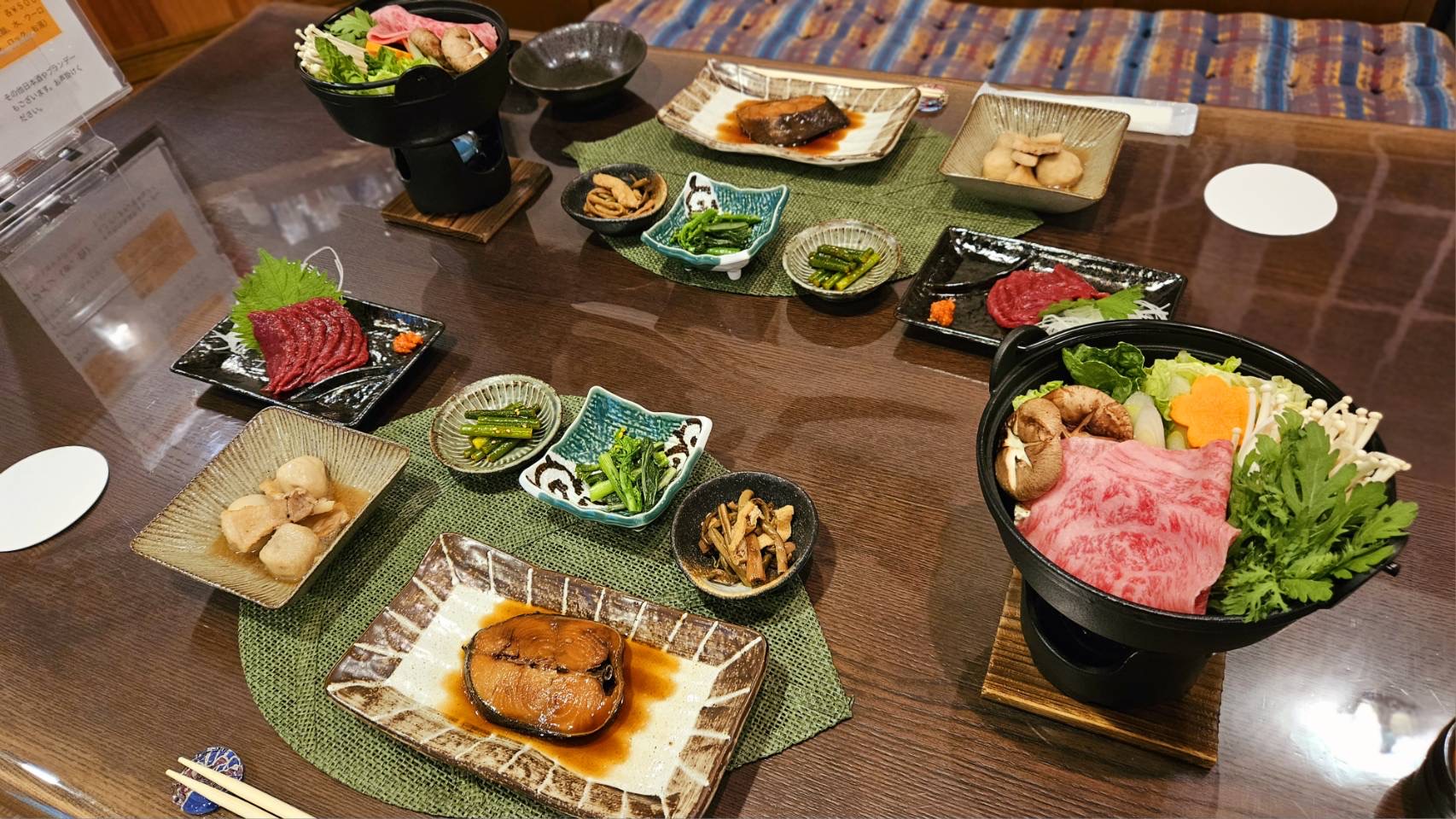 福島牛すき焼きと会津馬刺し