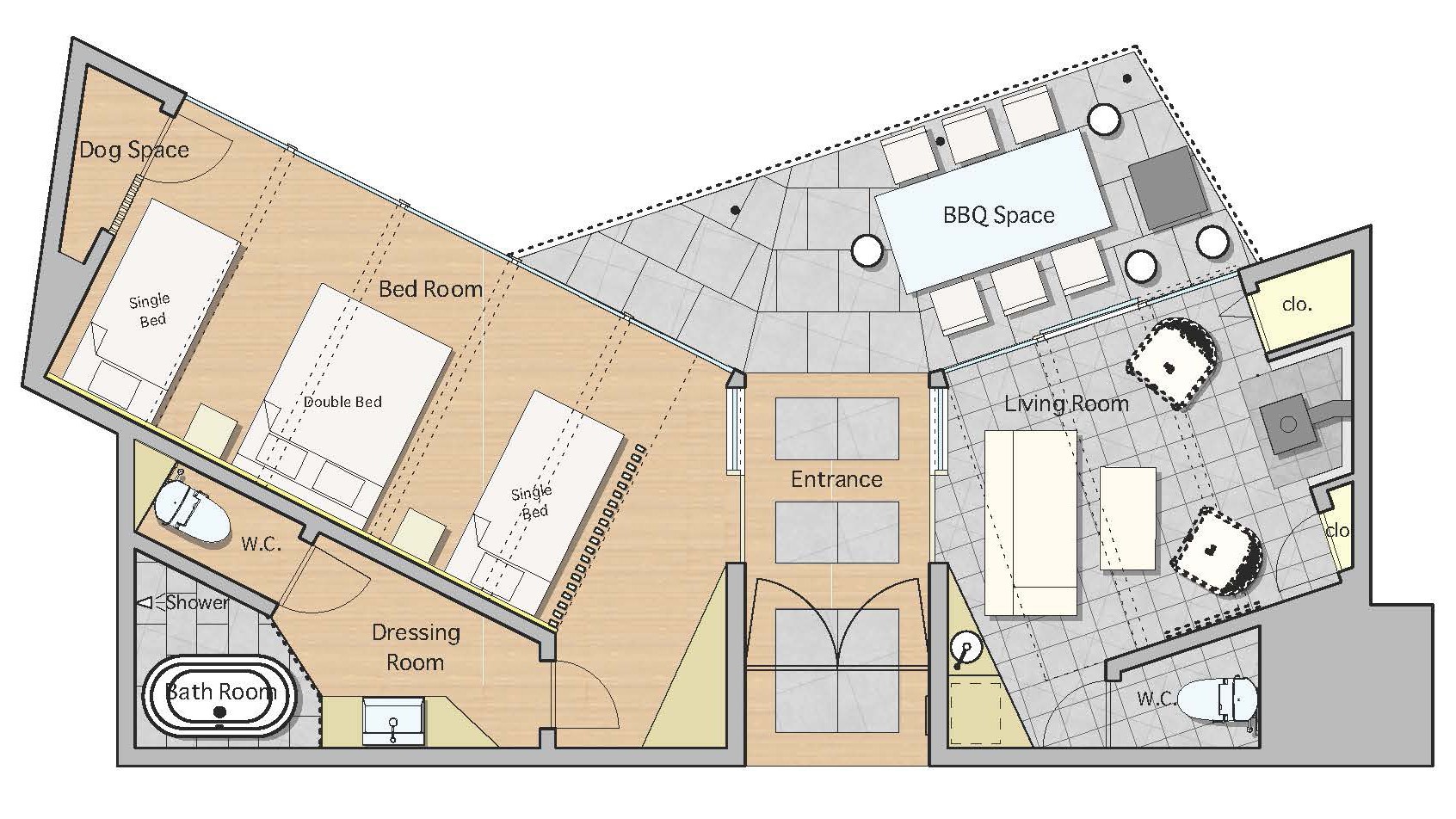 1棟貸し素泊まりプラン★200㎡の専用ドッグラン付きペット共生型宿泊施設