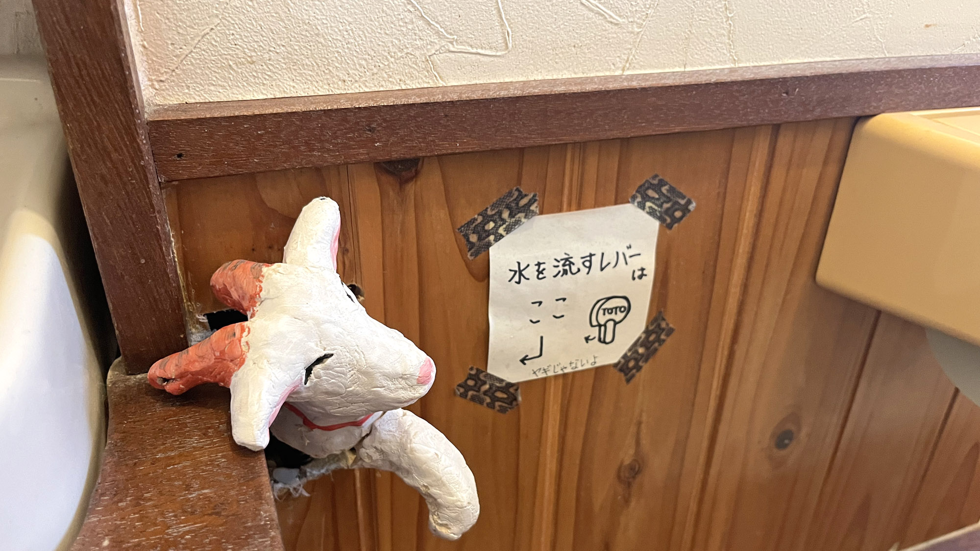 ヤギがレバーの位置を教えてくれます