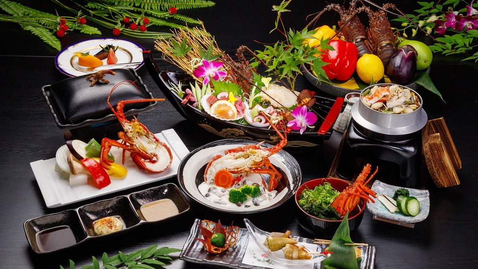 和歌山紀南の高級食材『伊勢海老』を豪快にたべ尽くす　伊勢海老づくしプラン【萱】