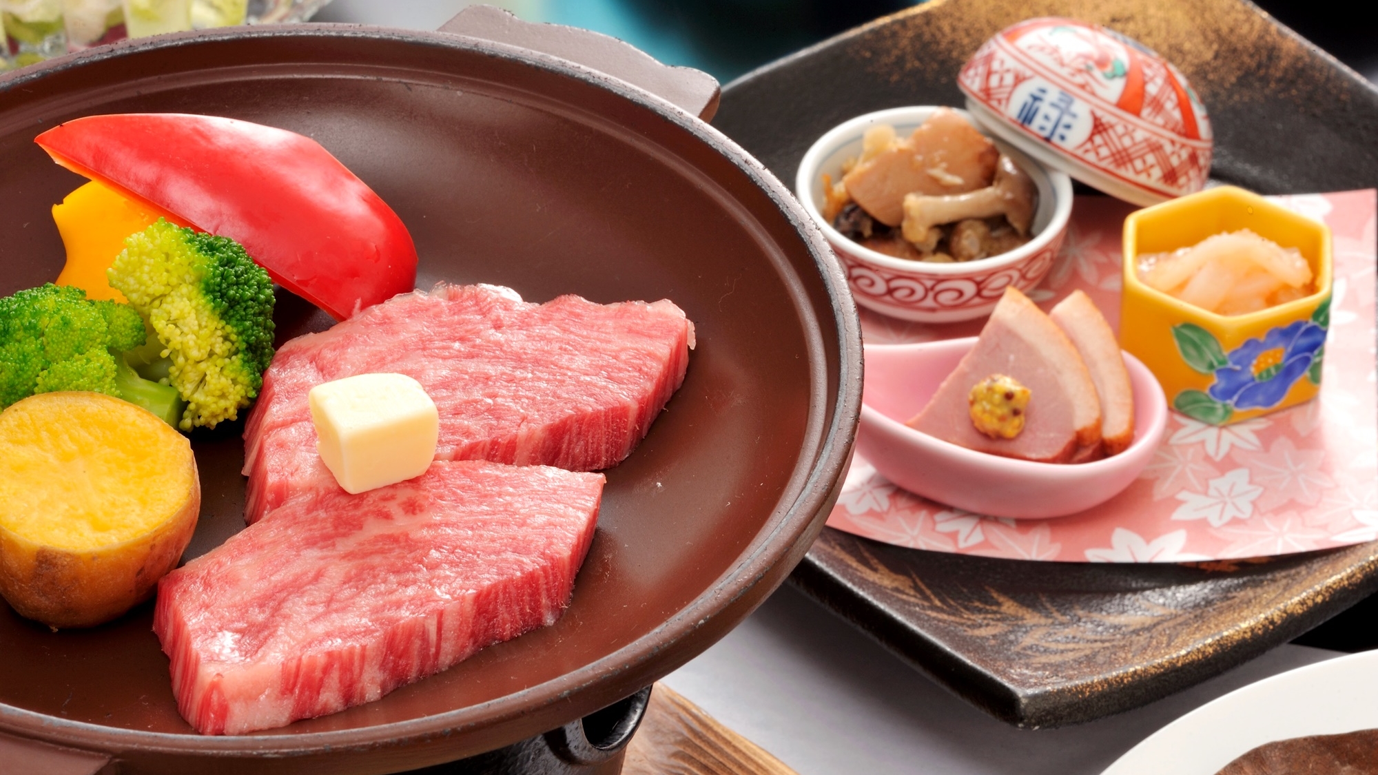 *【夕食一例イメージ】牛肉の陶板焼。