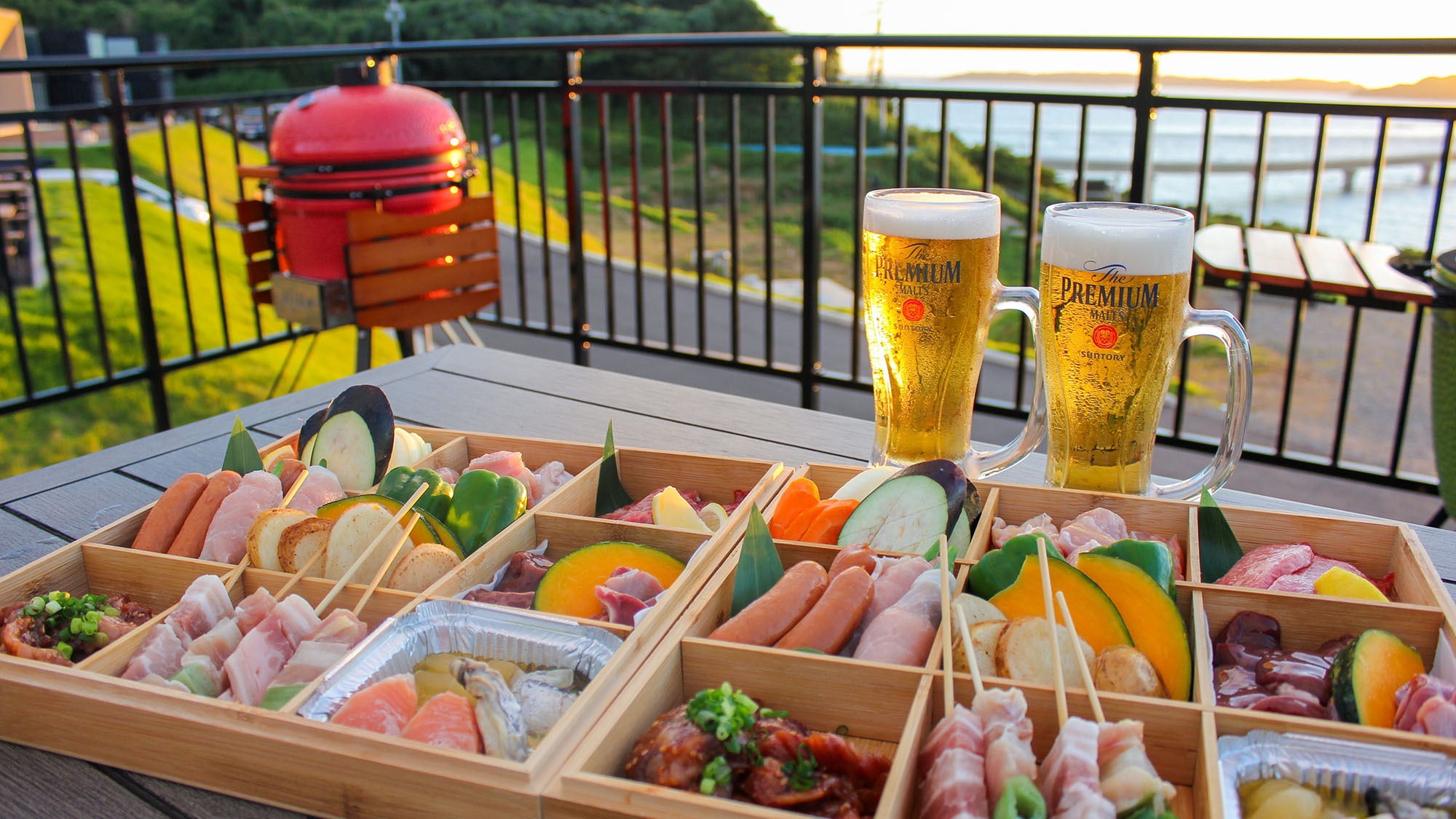 【BBQ夕食付】角島の海を眺めながらバーべキュー！テラスでプライベートなひと時をお楽しみください