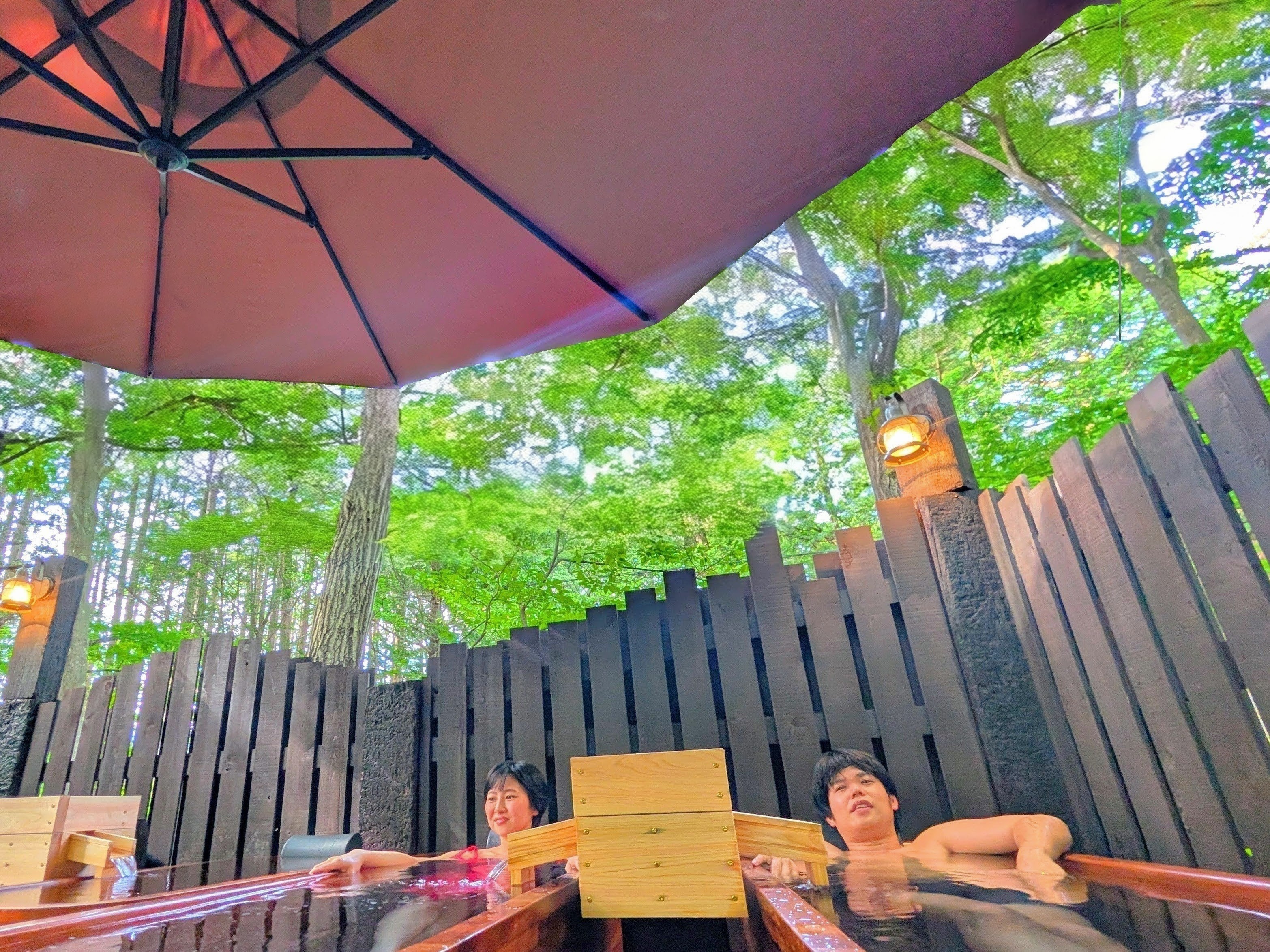 パラソルもあり雨でも安心