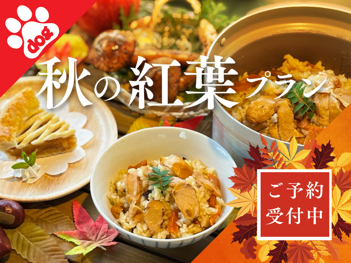 ［ペット同伴］★秋の紅葉BBQプラン〜松茸ご飯と愛犬と紅葉さんぽの紅葉グランピング〜＜1泊2食付＞