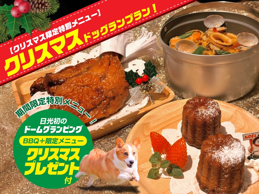 ［ペット同伴］★冬のクリスマスプラン【日光・手ぶらBBQ】期間限定メニュー Xmasプレゼント付き