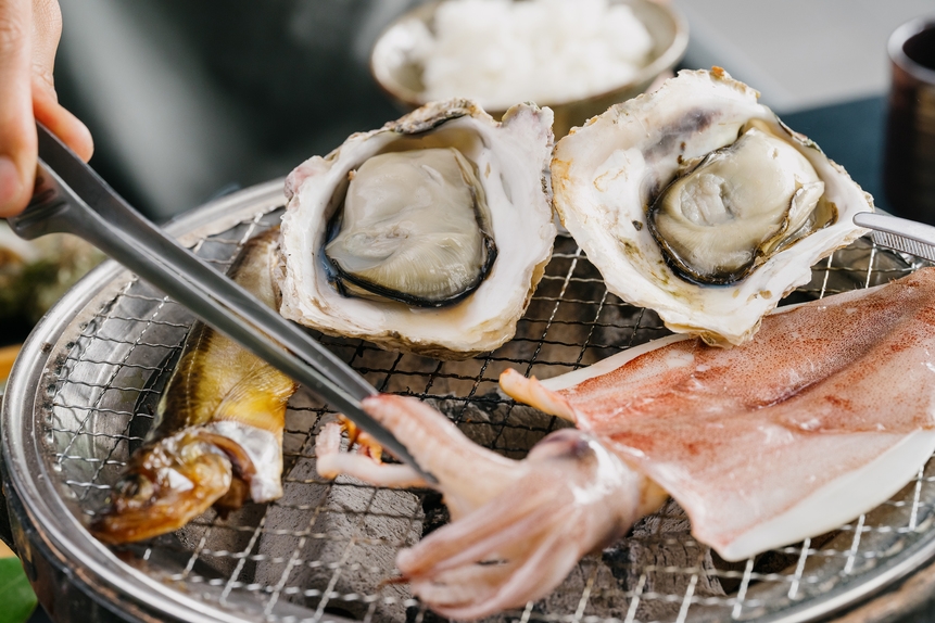【2食付】若狭づくしの海鮮炭火焼き＆朝食はお部屋で楽しむ米粉パンのサンドウィッチ｜焚き火付