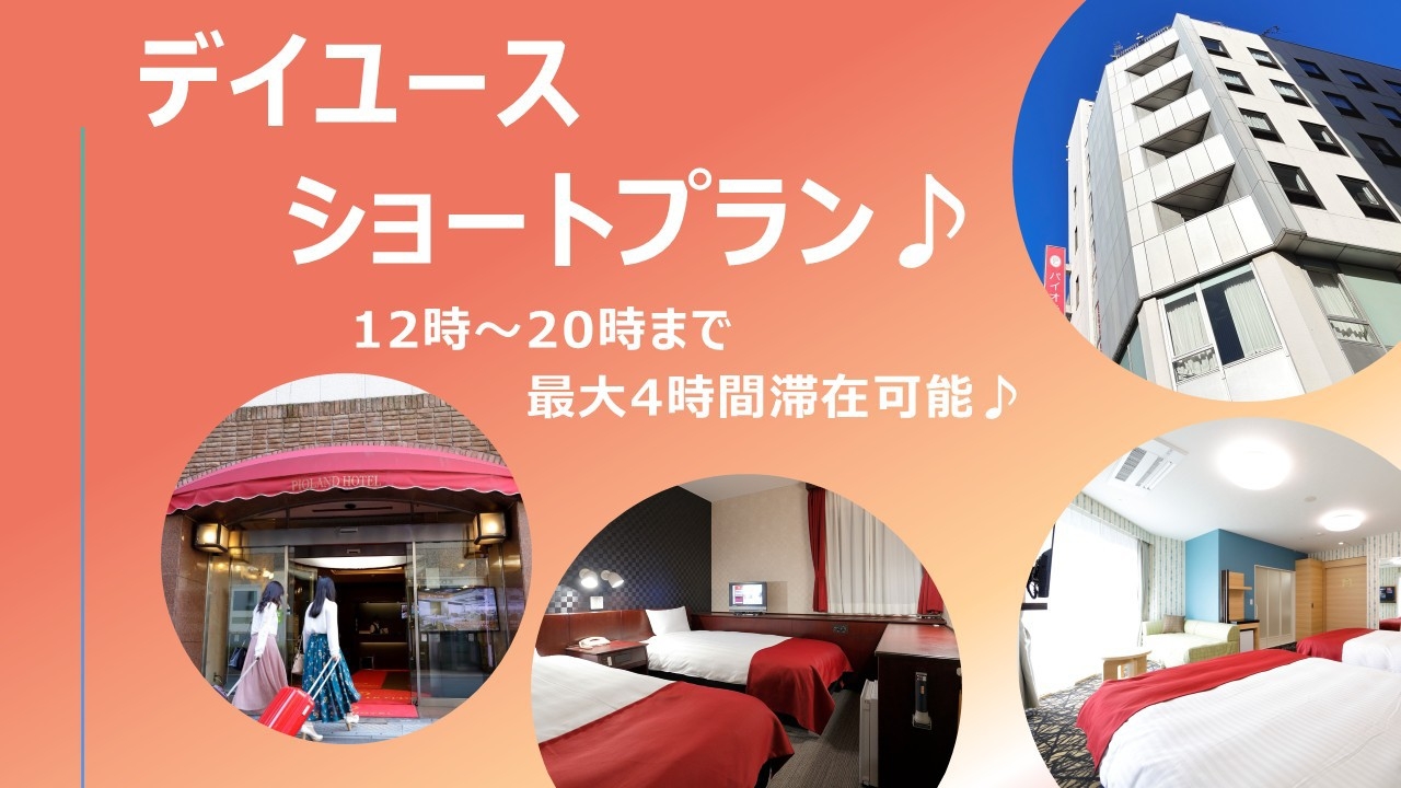 【日帰り／デイユース】12時〜20時まで選べる最大4時間滞在可能！　ショートタイムプラン