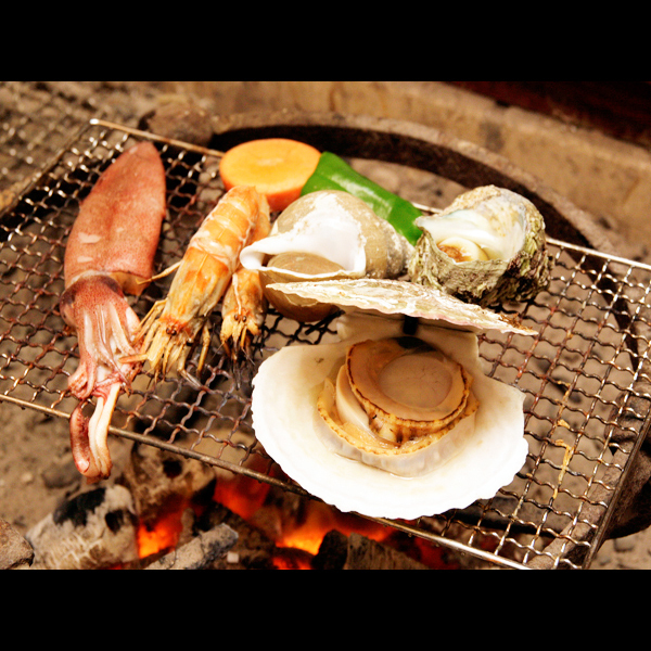 Charcoal grilled seafood