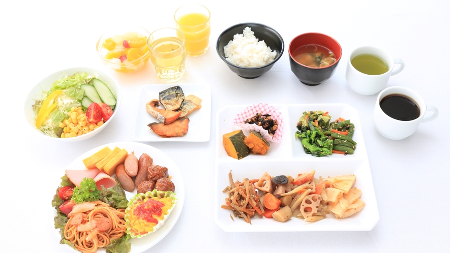 和食を食べて朝から元気！ご飯、味噌汁、魚など健康嗜好の方はぜひ（朝食営業時間　6:30~9:30）