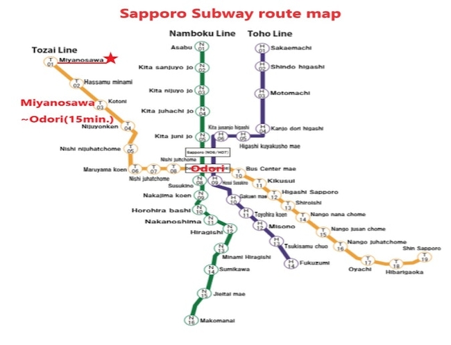 最寄り駅は地下鉄宮の沢駅です。