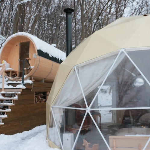 A Dome and barrel sauna