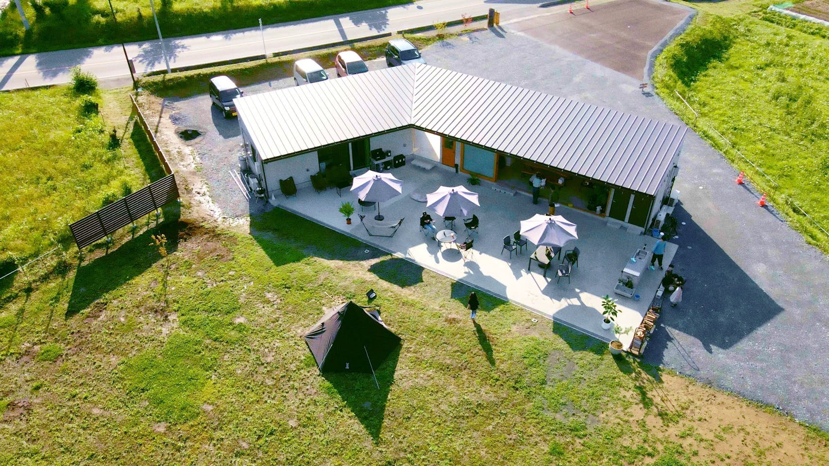 コテージ、カフェ、テラス