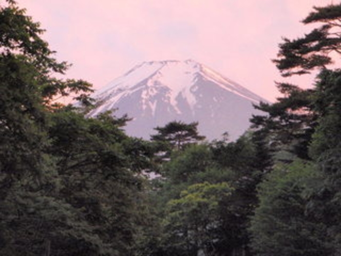 初夏　夕日に染まる富士山