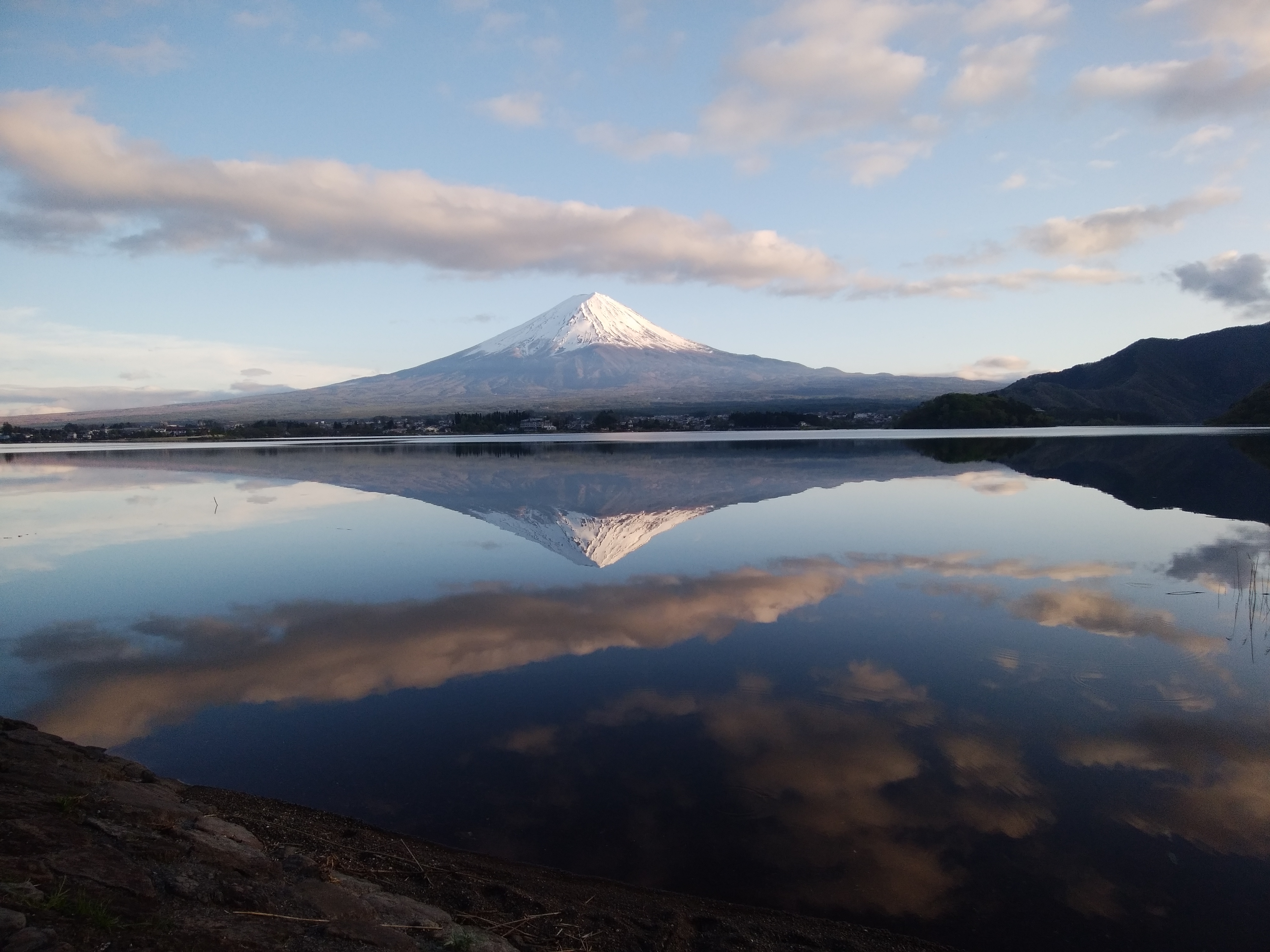 河口湖畔からの富士山眺望