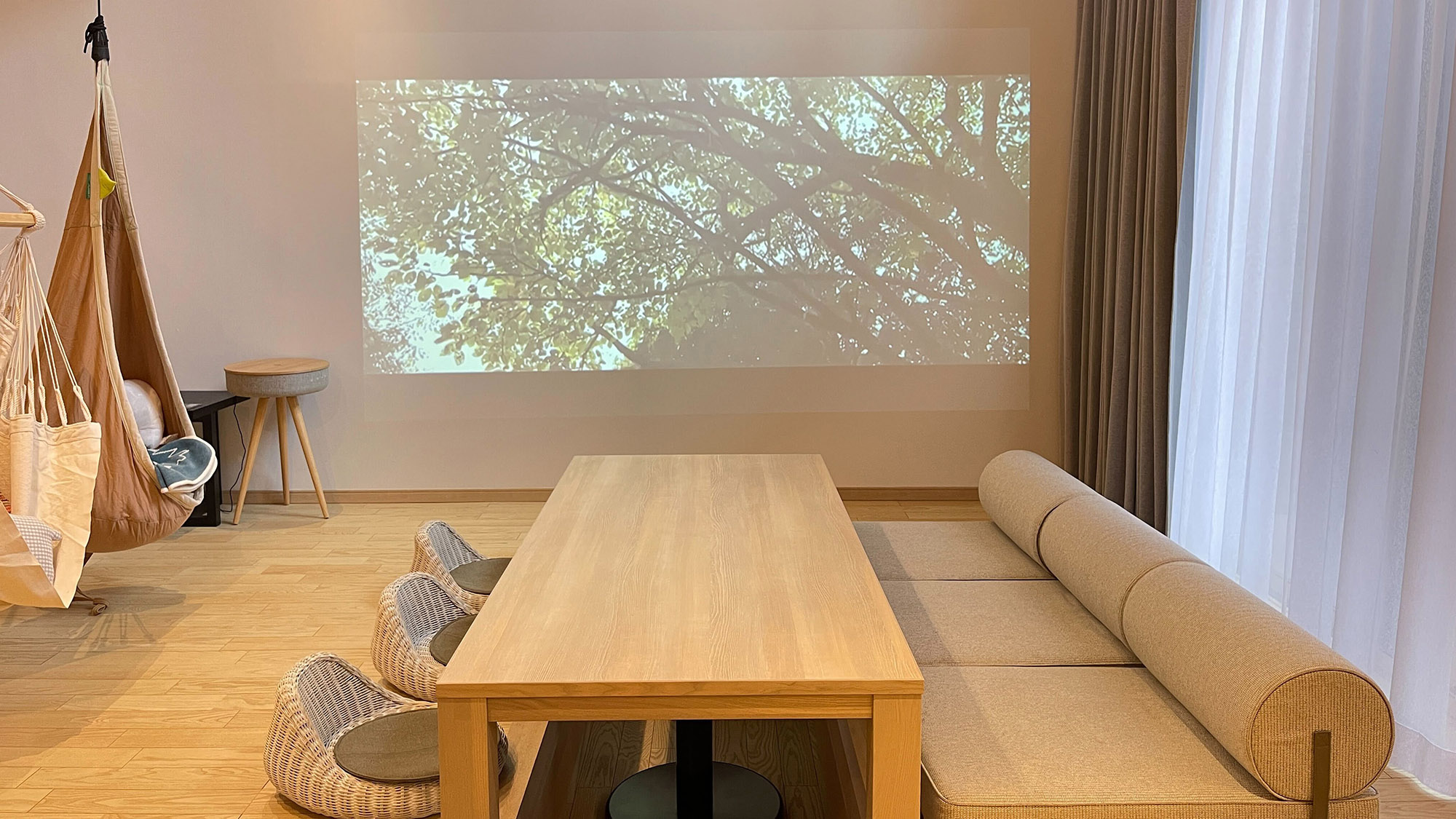 【D1タイプ：リビング】まるで映画館の様な大迫力映像をお楽しみください。