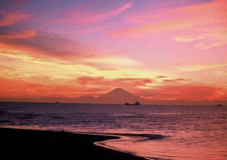 富士山が見える北条海岸