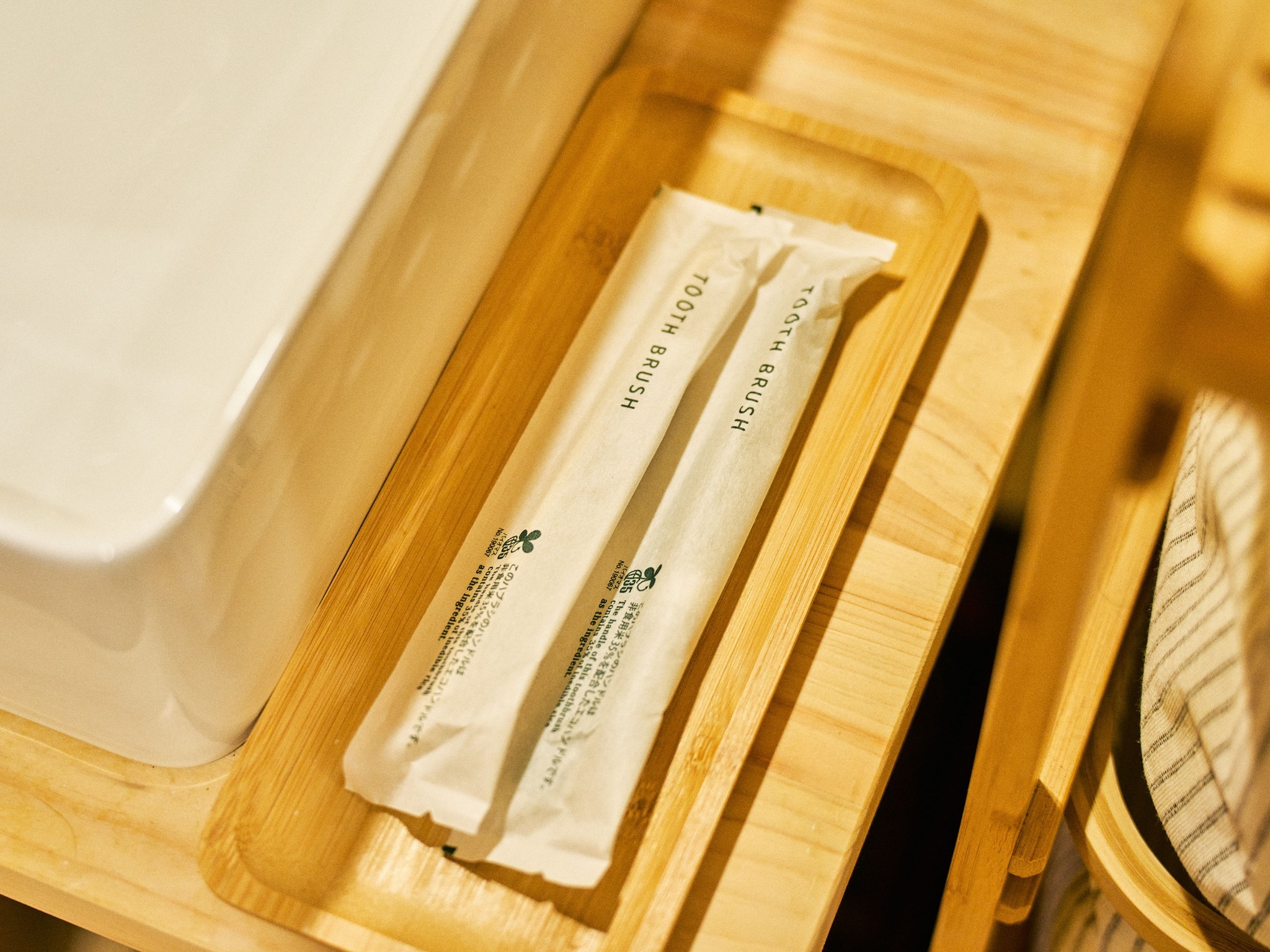 ・【アメニティ】バイオマスプラスチックの歯ブラシ　滞在先でも口腔ケアが出来てます