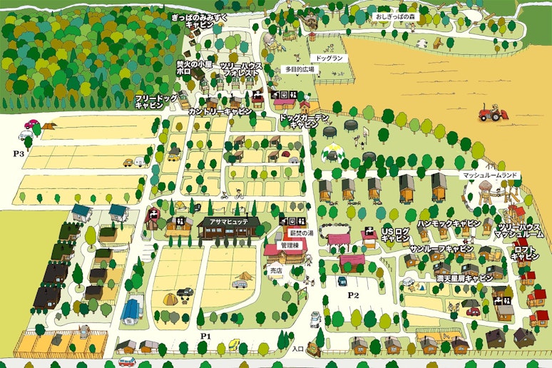 管理棟東側に位置する「カントリーキャビン」。第2炊事棟・サニタリーをご利用ください。...