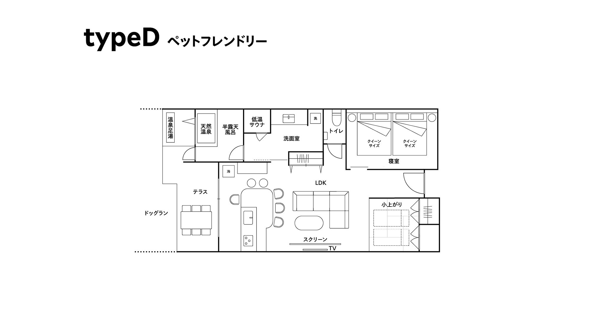 【D】2クイーンベッド＋小上り（ドッグフレンドリー）／6名定員