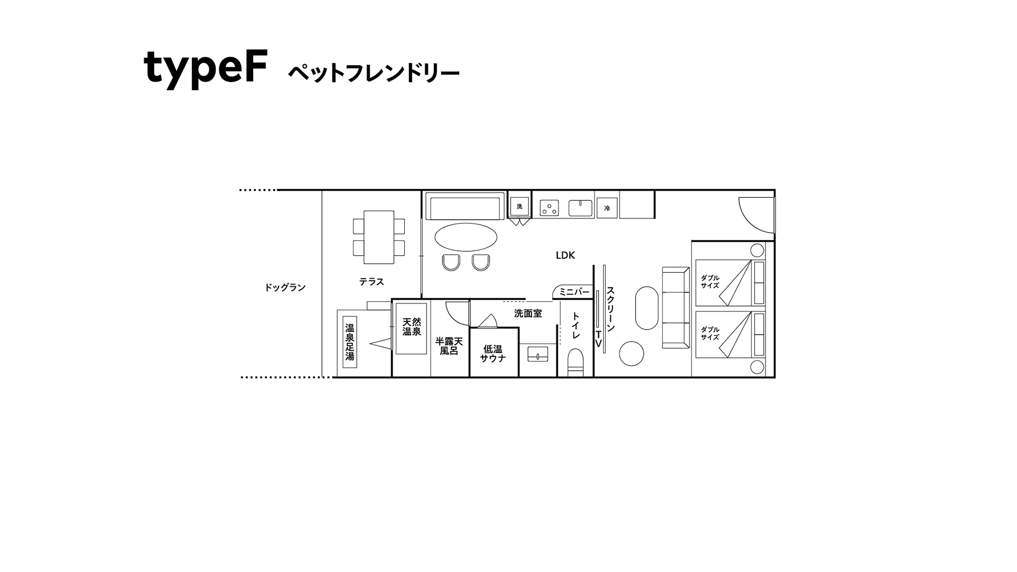 【F】2ダブルベッド（ドッグフレンドリー）／4名定員