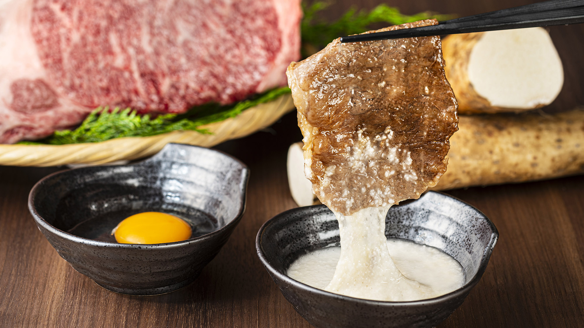 大和芋と御殿たまごで食べるお肉は普段とは違う上質な味わい