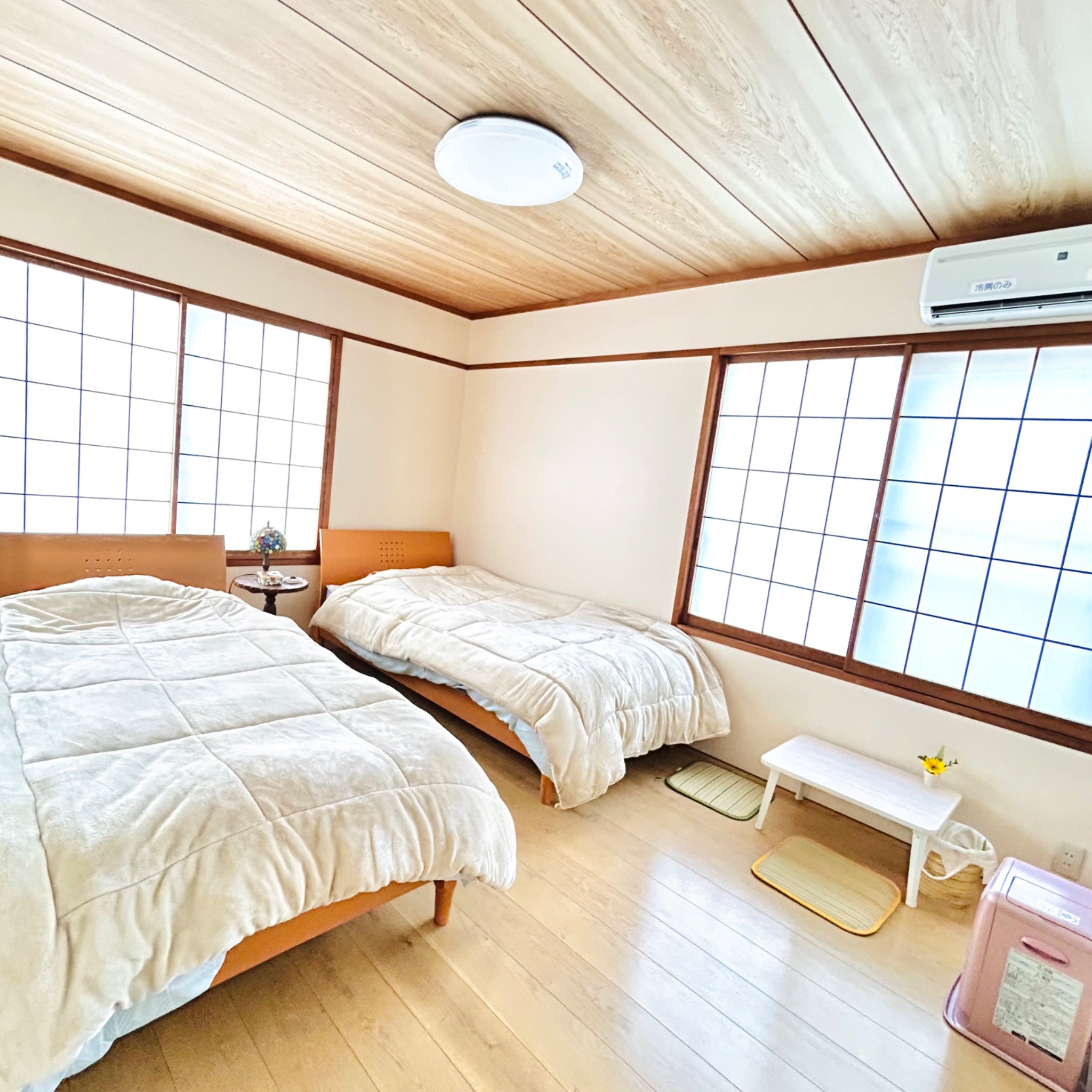 1番人気のお部屋の角部屋です。雨戸を閉められるので、朝もゆっくりできます。