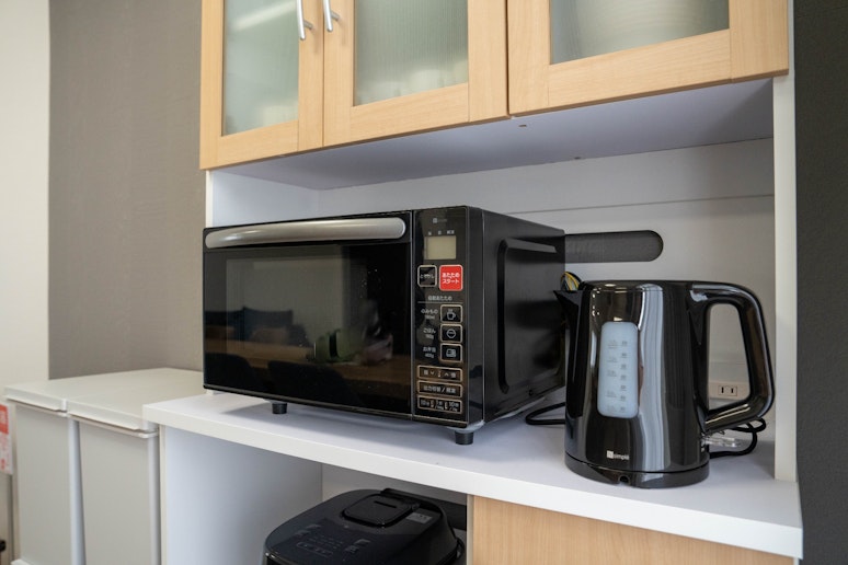 Microwave and kettle