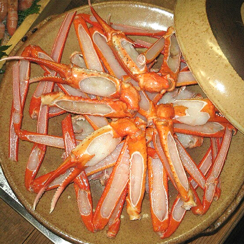 香住がにの陶板宝楽焼きの一例