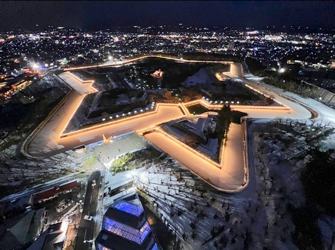 五稜郭公園、五稜郭タワーからの景色(冬)