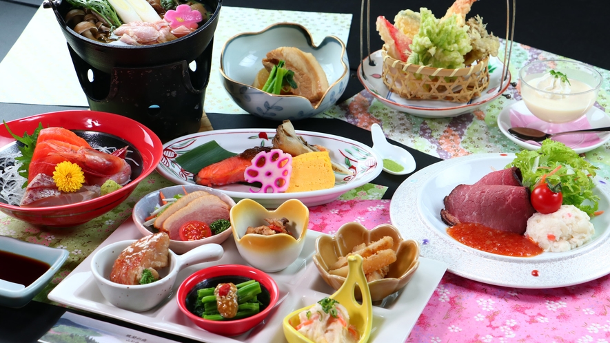 #手仕込み板前料理＿庄内豚や山菜・日本海の幸など地元食材を使用したこだわりの品々